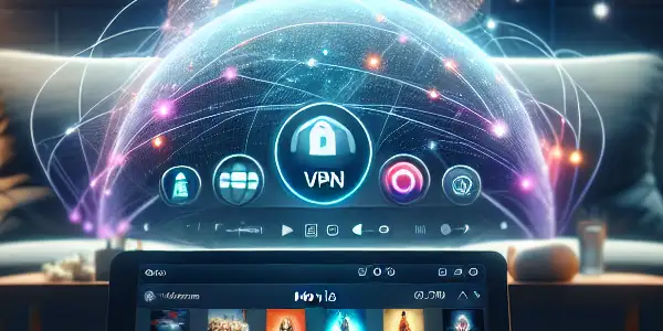 A cozy living room featuring a sleek streaming interface for "Sky Movies" with popular films and a warm ambiance.